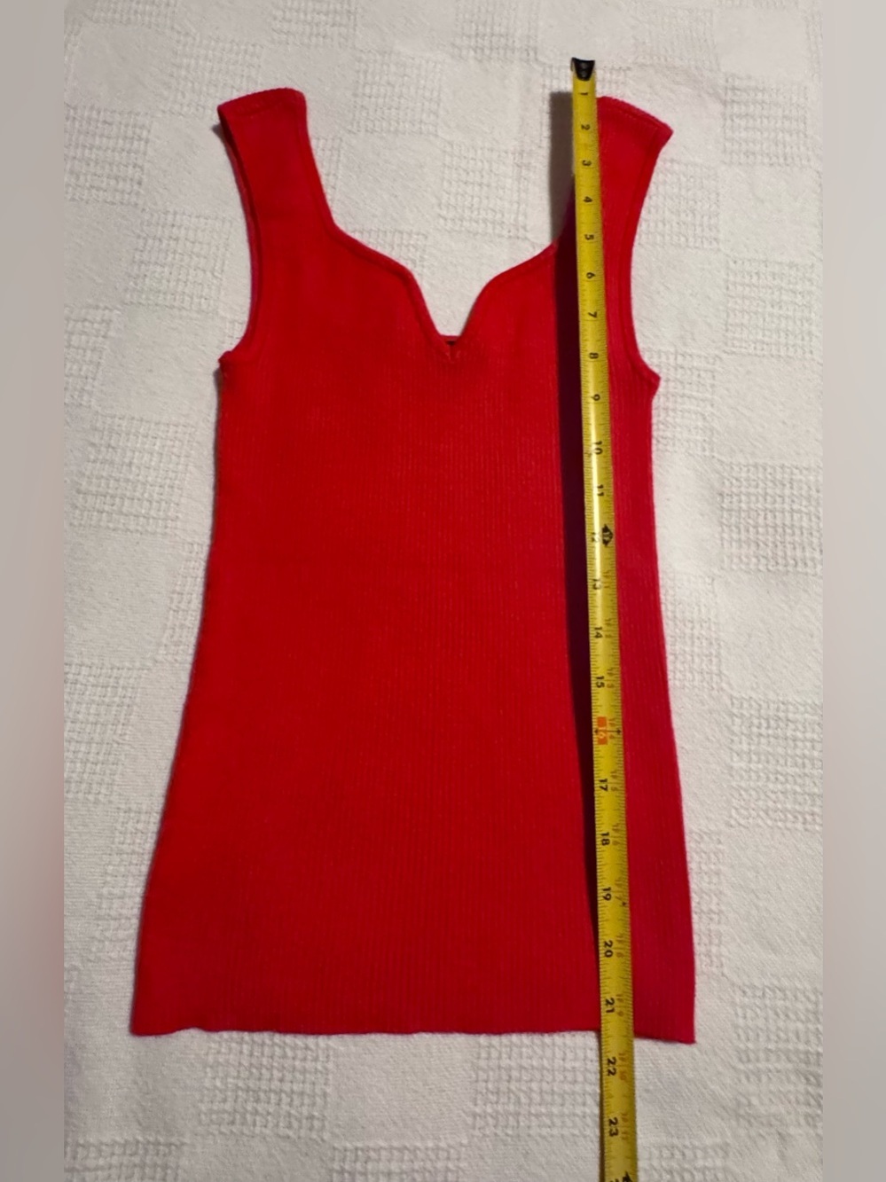 Vero Moda Bright Red Ribbed V-Neck Tank - Picture 5 of 8